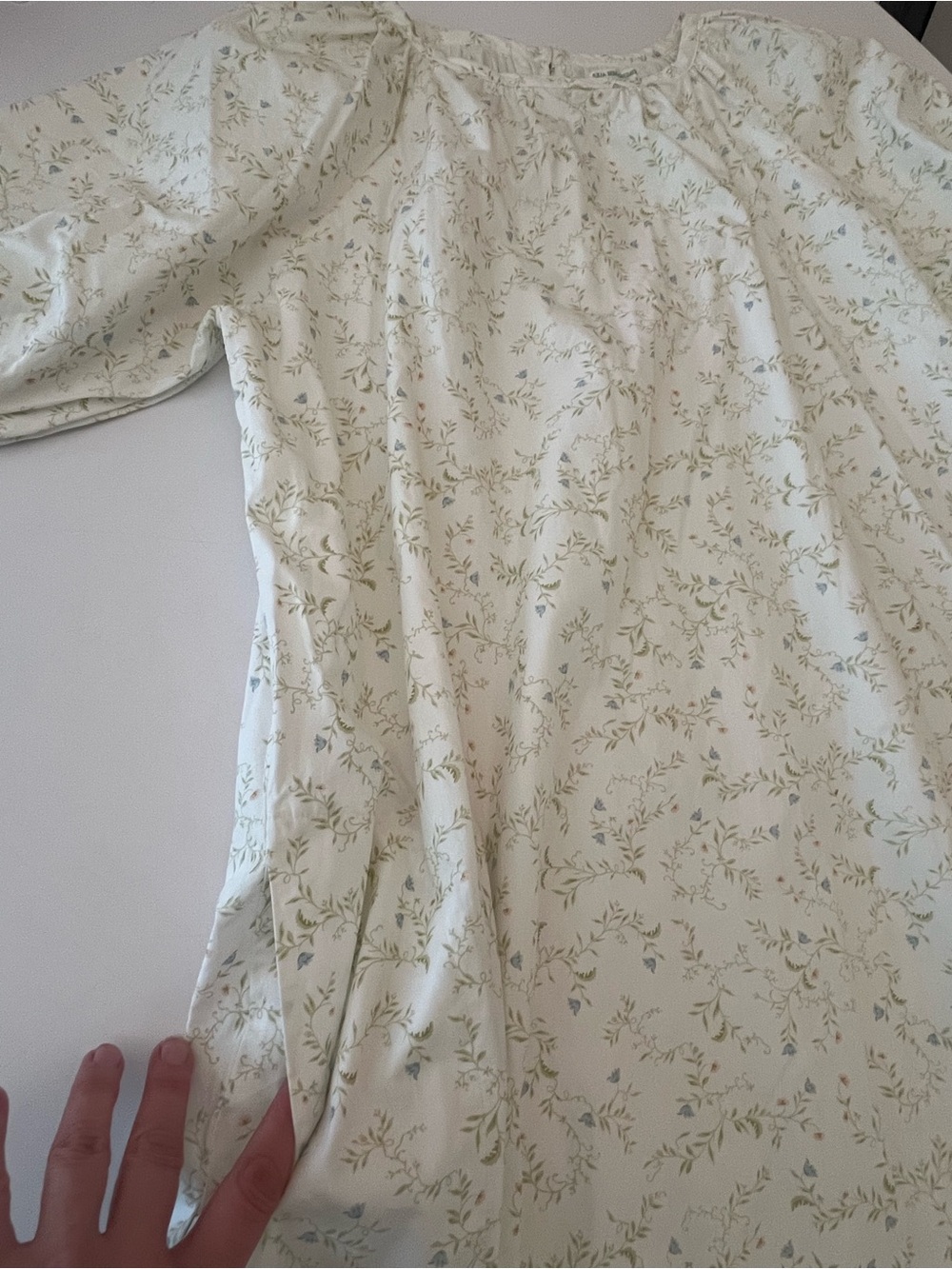 Julia Berolzheimer x LAKE cotton poplin dress gathered sleeves, spring vine, M - Picture 6 of 9